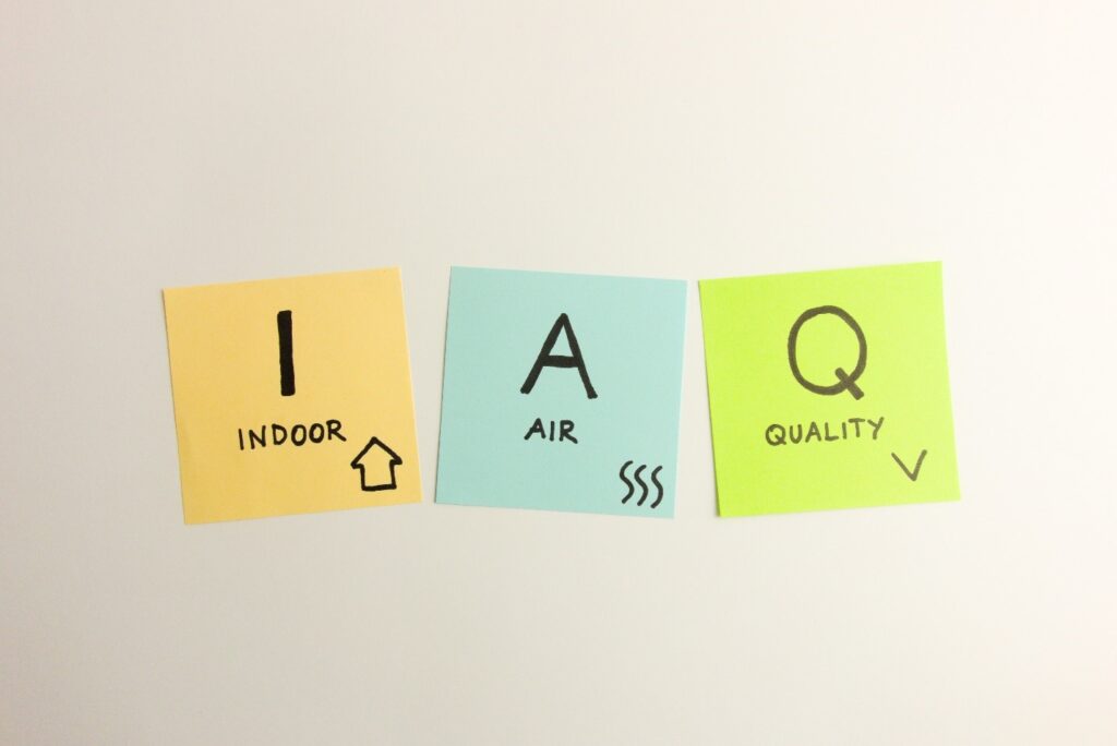 Sticky notes spelling out indoor air quality